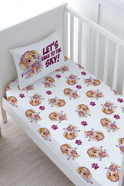Tuğba Kuğu Paw Patrol Skye Patterned Baby Bed Sheet Set - Cartoon Series