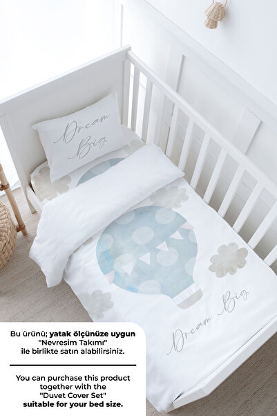 Tuğba Kuğu Σετ σεντόνια Baby Size - Pure Baby Series - Cloudy Blue Air Balloon