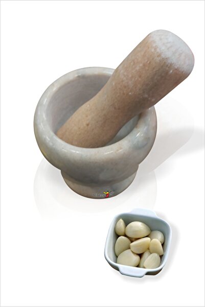 M3DECORİUM Bej Parlatılmış Gerçek Mermer Sarımsak Kahve Baharat Çekirdek Çeşn...