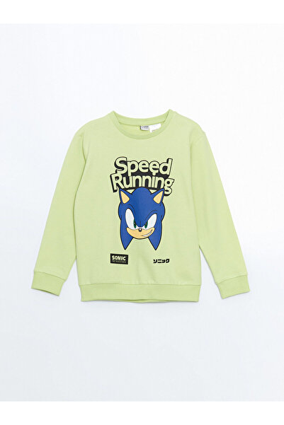LC Waikiki Nevavm Farklı Renkli Oval Yaka Sonic Printed Boys' Sweatshirt