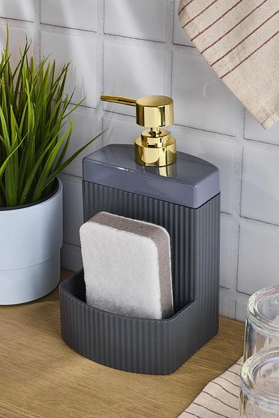 Leony Gray Acrylic Liquid Soap Dispenser with Sponge Chamber