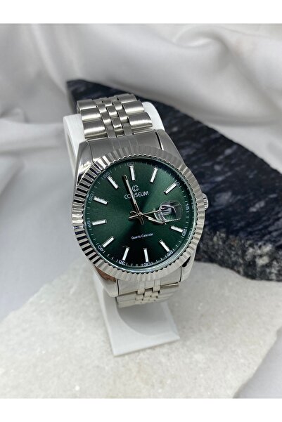 Coliseum Yuvarlak İçi Yeşil Gümüş Kordon Erkek Kol Saati