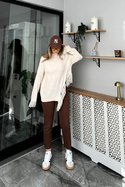 Banu Angay Zr Model Brown Boyfit Jean