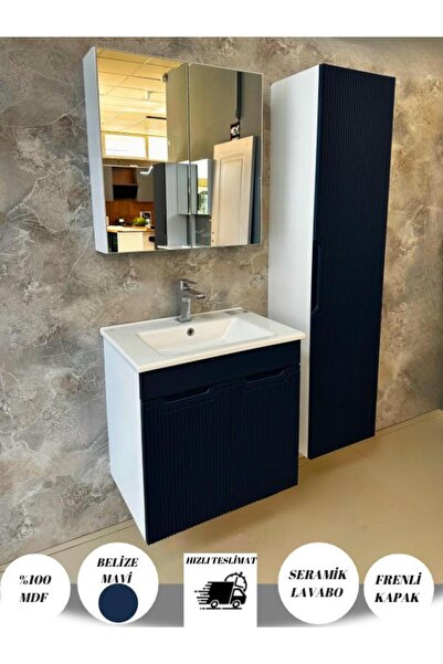 noce BANYO DOLABI AYNALI CNC İŞLEMELİ MEMBRAN KAPAKLI 65 cm