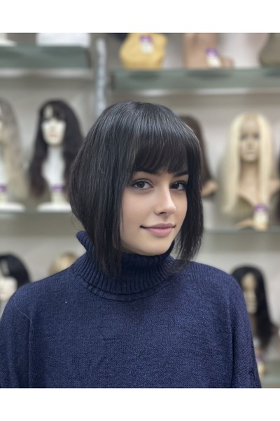 İsmet peruk Tepelikli Kahkül Gerçek Saç Kestane