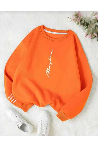 KOZİA OUTDOORS never baskılı oversize unisex bisiklet yaka sweatşhirt