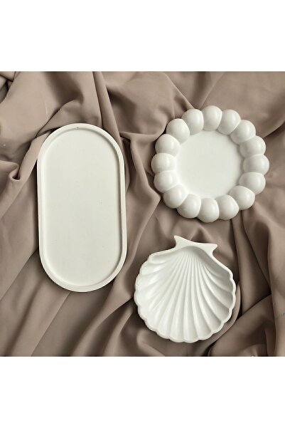 aksenbirstore Dekoratif Tabak 3’lü Oval & Baloncuk Set