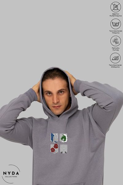 Nyda Collections Φούτερ Attack on Titan 4 με στάμπα Unisex με κουκούλα - Μακρυμάνικο, Ανοιχτό, Υπερμεγέθη βαμβακερό