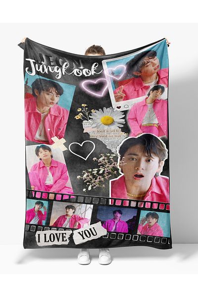 Erays Home Jeon Jungkook Patterned Fleece Blanket - Tv Blanket Jung-Kook