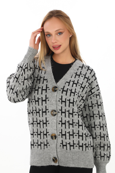 02Lady Fashion CARDIGAN OVERSIZE DIN TRICOT CU DETALII DIN TRICOT MOALE ȘI BUTOANE