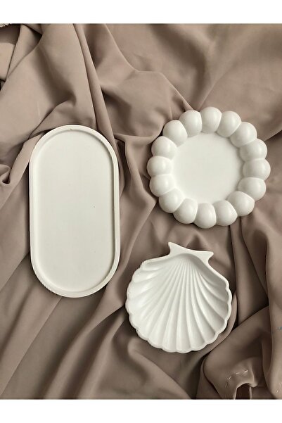 aksenbirstore Dekoratif Tabak 3’lü Oval & Baloncuk Set