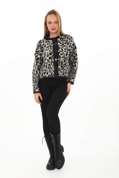02Lady Fashion CROP CU BUTON CU MODEL DE LEOPARD CARDIGAN MOALE