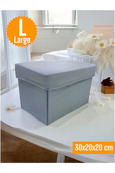 Balkan Room Gray Cabinet Organizer Box with Lid Multi-Purpose Storage Box Large 30X20X20 cm