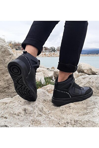 DUNLOP 2238-2243 Black, Fuspeted Orthopedic High Top Basket Sneakers