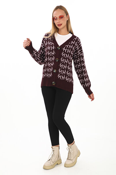 02Lady Fashion CARDIGAN OVERSIZE DIN TRICOT CU DETALII DIN TRICOT MOALE ȘI BUTOANE