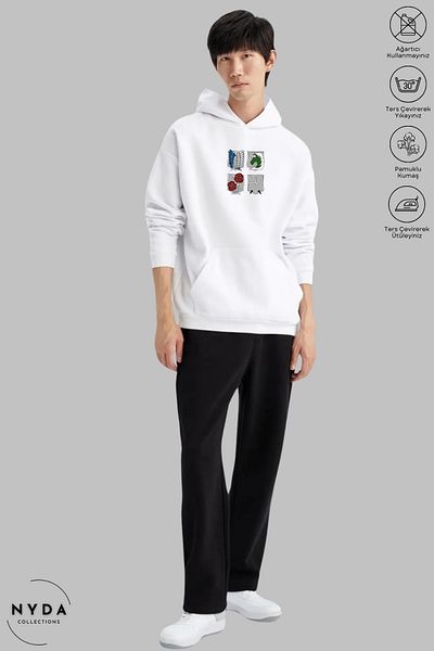 Nyda Collections Attack on Titan 4 Printed Unisex Hoodie με κουκούλα - Μακρυμάνικο, βαμβακερό φούτερ με κουκούλα