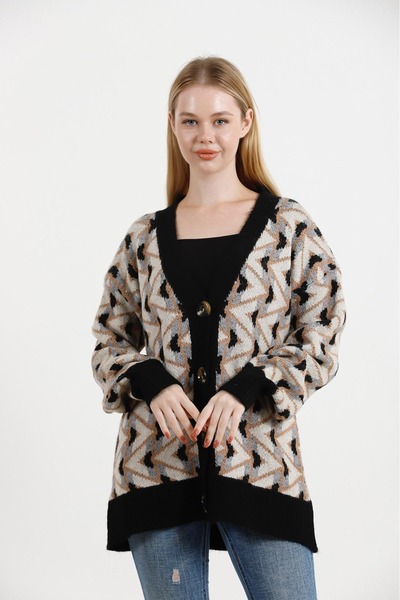 02Lady Fashion πλεκτό σακάκι πουλόβερ με λεπτομέρειες και κουμπιά