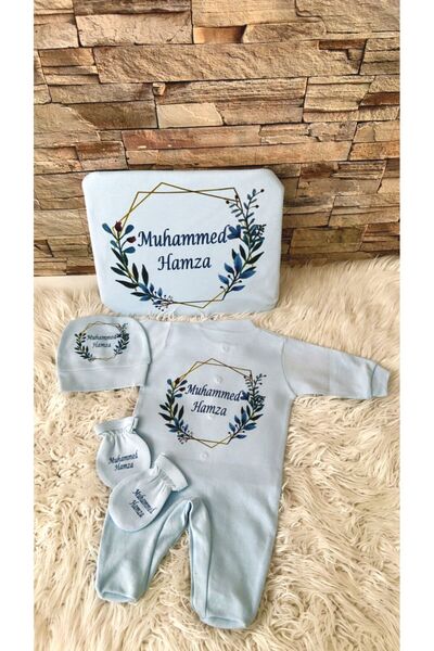 BEYCEY TASARIM Hastane Çıkış Seti Baskılı tulum set ve battaniyeli
