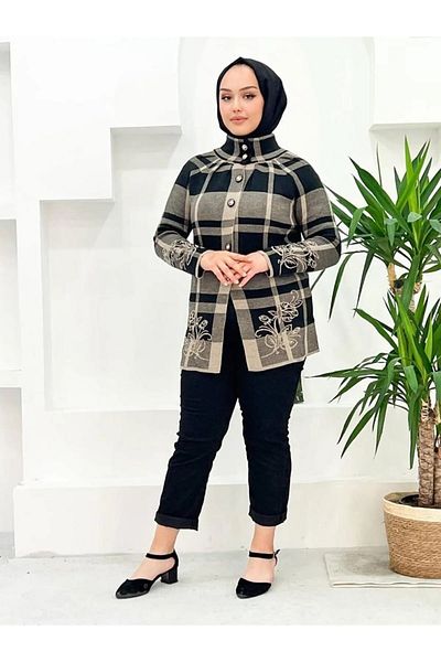 02Lady Fashion cardigan cu nasturi cu imprimeu trandafiri