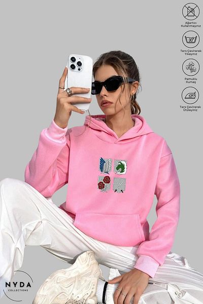 Nyda Collections Attack on Titan 4 Printed Unisex Hoodie με κουκούλα - Μακρυμάνικο, βαμβακερό φούτερ με κουκούλα