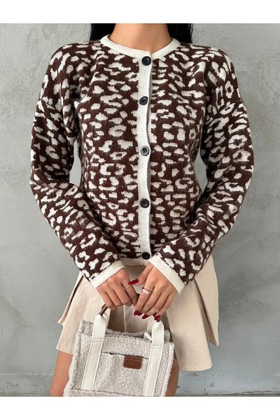 02Lady Fashion cardigan cu nasturi cu model leopard