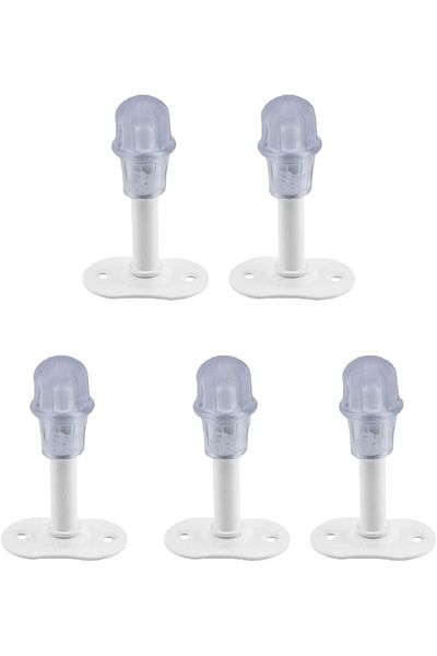 STOREMAX Ntwork Door Stopper White 8 cm Metal Door Buffer Stopper Holder Door Stopper with Silicone 5 Pieces
