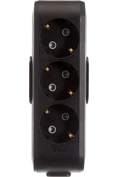 STOREMAX Svticaret Multi-Let Black Triple Socket Grounded Child Protected Terminal Block Mhm 1053513