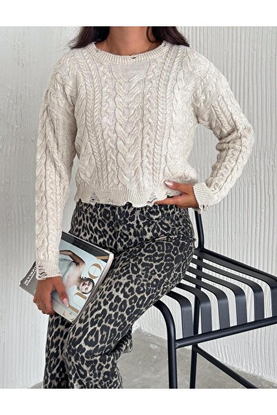 CyRo Pulover de tricotaj cu model tricotat cu detaliu rupt