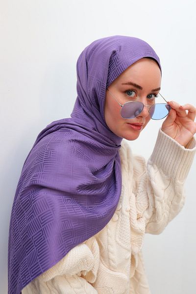 Silk Home Labyrinth Pattern Jacquard Deluxe Shawl - Lilac