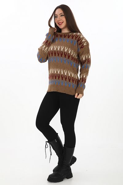 02Lady Fashion Oversize Soft Knitwear Sweater with Knitted Detail