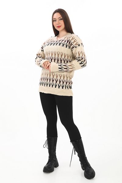 02Lady Fashion Pulover supradimensionat din tricot moale cu detaliu tricotat
