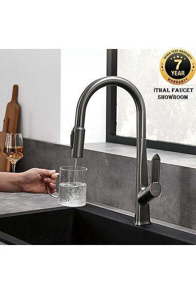 OEM Kitchen Sink Faucet with Water Purification Outlet 2025 New Anthracite with Spiral and Fountain 7 Years Warranty Imported