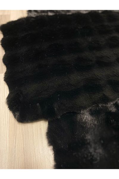 FeelHome Ultra Luxury 2-Pece Bath Mat, Πλένεται μαύρο μαλλί κουνελιού με φυσαλίδες