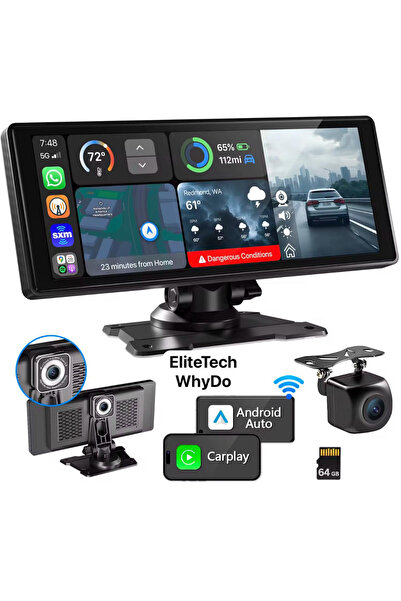 asfteknoloji Taşınabilir Kablosuz CarPlay ve Android Auto 10.26inç Dokunmatik...