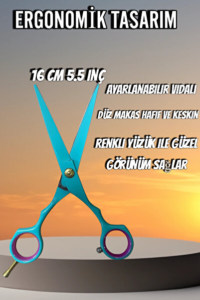 ESENLİWE 5 Parça Deri Çantalı Turkuaz Kuaför Berber Saç Kesim Seti Paslanmaz Çelik