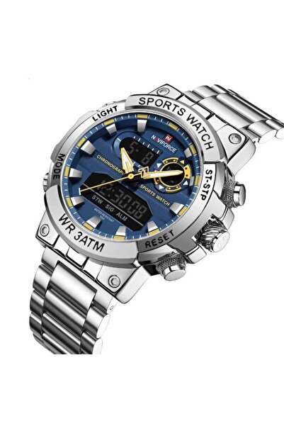 Naviforce Men's Watch Digital & Analog Steel Band 2140