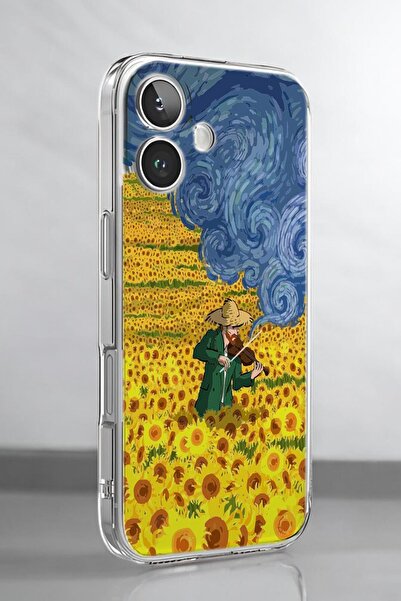 mooodcase iPhone 16 Uyumlu Sarı Çiçekler Desenli Premium Silikonlu Şeffaf Telefon Kılıfı