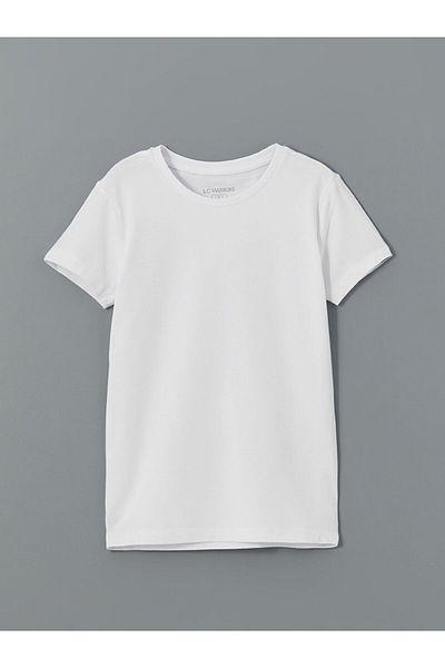LC Waikiki Lcw Kids White Crew Neck Short Sleeve Boys Undershirt