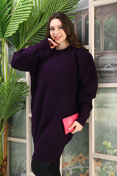 02Lady Fashion PULOVER OVERSIZE CU MODEL DIN PETICE MOALE, DETALIAT TRICOTAT