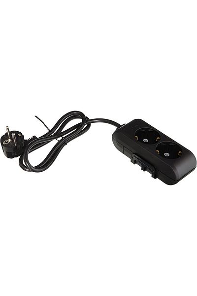 STOREMAX Black Double Socket Grounded Wired Child Proof 1 Mt (Double) 646268