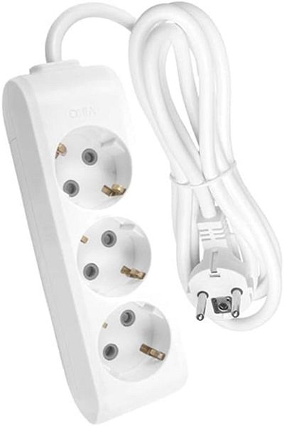 STOREMAX Lvnshop 3-Piece White Grounded Cable Socket - 5m, Multi-Let Model 224120