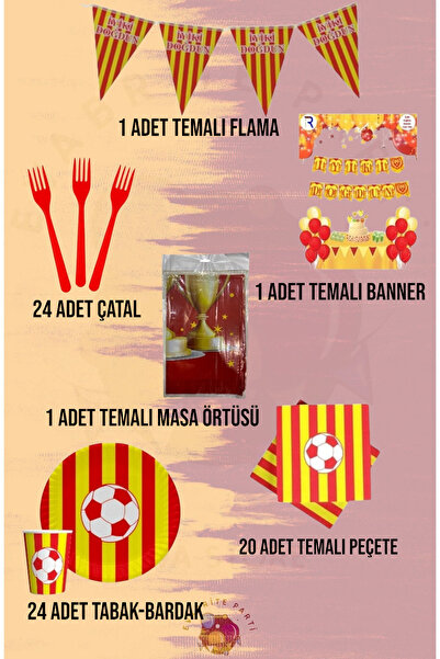 Evabrite Σετ με θέμα τον οπαδό κίτρινο κόκκινο για 24 άτομα Süra - Προμήθειες...
