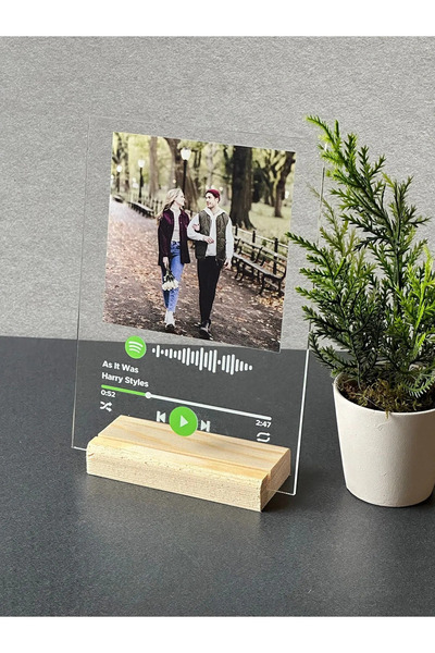 ATA BASKI Kişiye Özel Fotoğraflı Spotify Plağı Barkodlu Şeffaf Plak Sevgiliye...