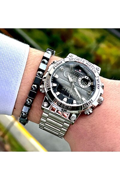 Naviforce Men's Watch 2139 - Digital and Analog, Steel Band