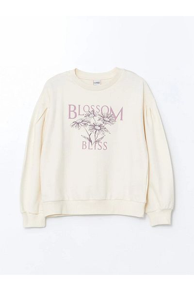 LC Waikiki Lcw Kids Girls Ecru Sweatshirt & Leggings - Crew Neck t t