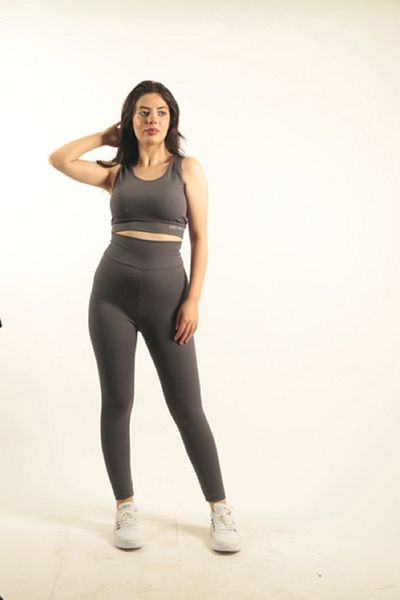 VERA LİFE Women's Tight Leg Leggings and High Waist Bustier Double Crop Set