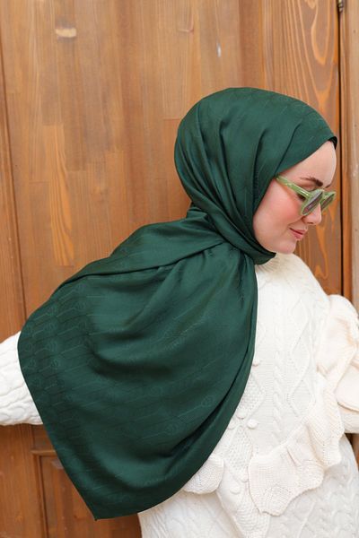 Silk Home Deluxe Jacquard Spoon Pattern Shawl - Emerald