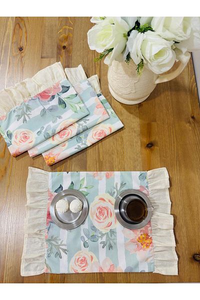 White Alamode American Service 45X29 4-Piece Spring Breeze Runner