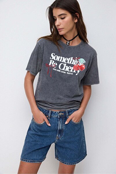 No Matter What Bedrucktes, verwaschenes Oversize-T-Shirt