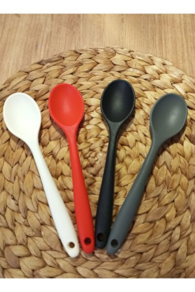 TARIK HOME 20 cm Küçük Boy Ultra Sert Uçlu Yüksek Isıya Dayanıklı Silikon Servis Kaşığı 1 Adet